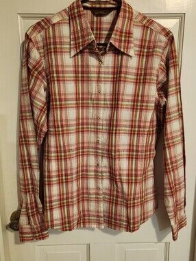 Aura By Wrangler Pink Plaid Pearl Snap Shirt Size L